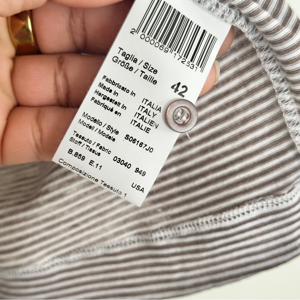 Peserico Striped Cotton T-Shirt Size 42 12US XXL - Picture 8 of 8